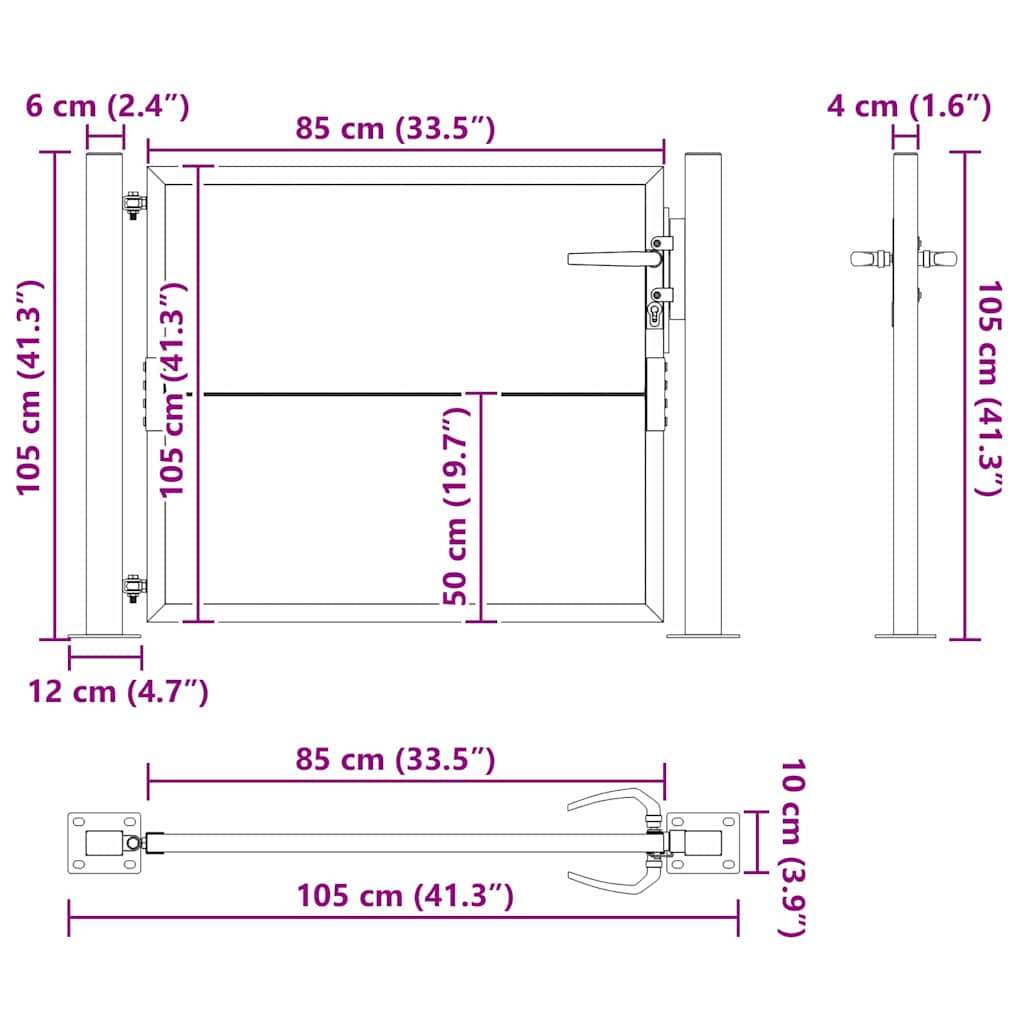 Gartentor 110 X 105 Cm Pulverbeschichteter Stahl