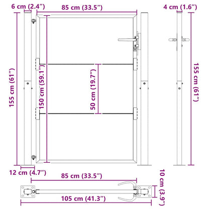 Gartentor 110 X 155 Cm Pulverbeschichteter Stahl