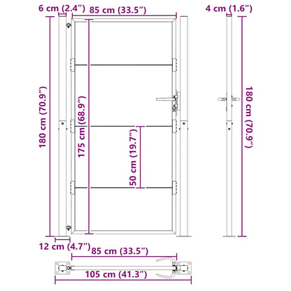 Gartentor 110 X 180 Cm Pulverbeschichteter Stahl