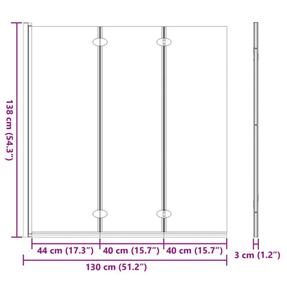Bad-Duschschirm Schwarz 130 X 138 Cm Gehärtetes Glas