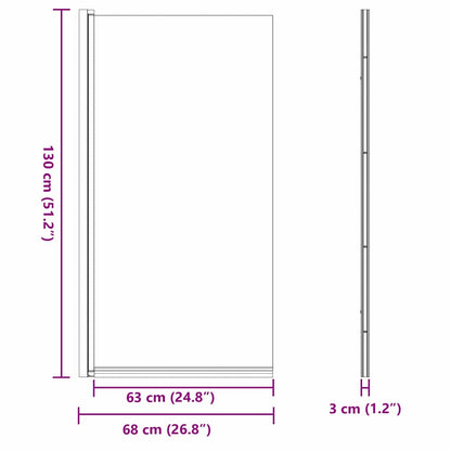 Bad-Duschschirm Schwarz 68 X 130 Cm Gehärtetes Glas