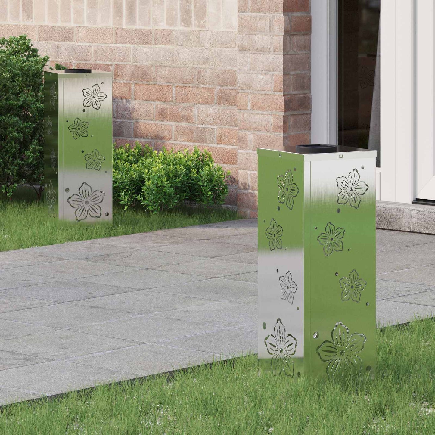 Solar Led Weg Licht 2 Pcs Silber Galvanisiertes Stahl