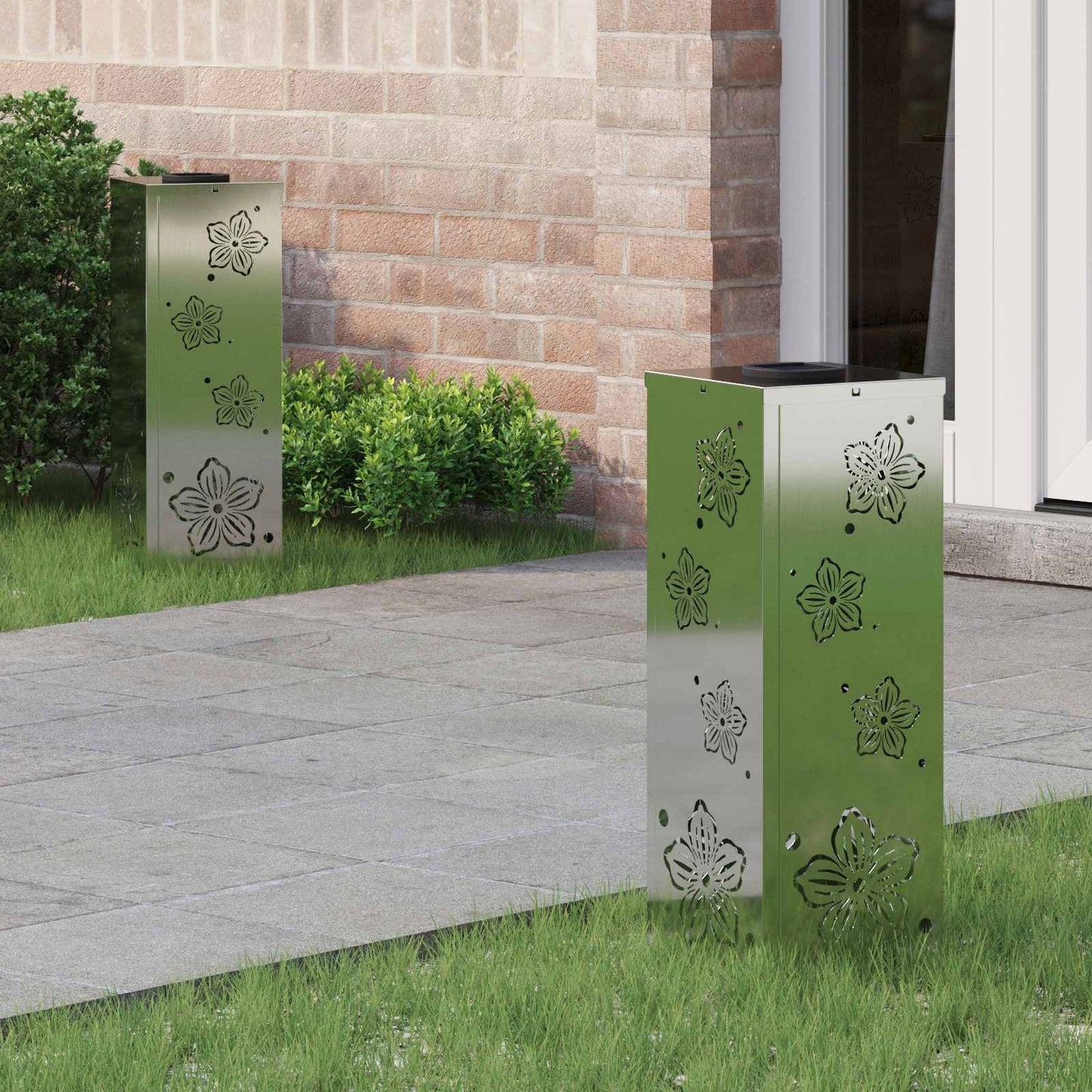 Solar Led Weg Licht 2 Pcs Silber Galvanisiertes Stahl