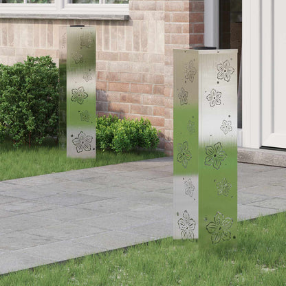 Solar Led Weg Licht 2 Pcs Silber Galvanisiertes Stahl