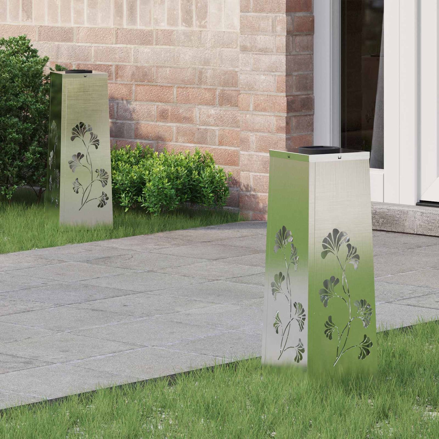 Solar Led Weg Licht 2 Pcs Silber Galvanisiertes Stahl