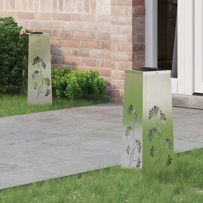 Solar Led Weg Licht 2 Pcs Silber Galvanisiertes Stahl