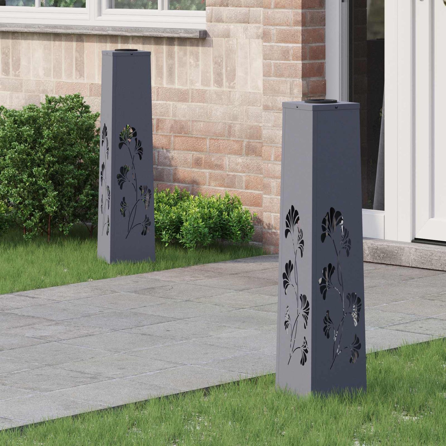 Solar Led Weg Licht 2 Pcs Silber Galvanisiertes Stahl