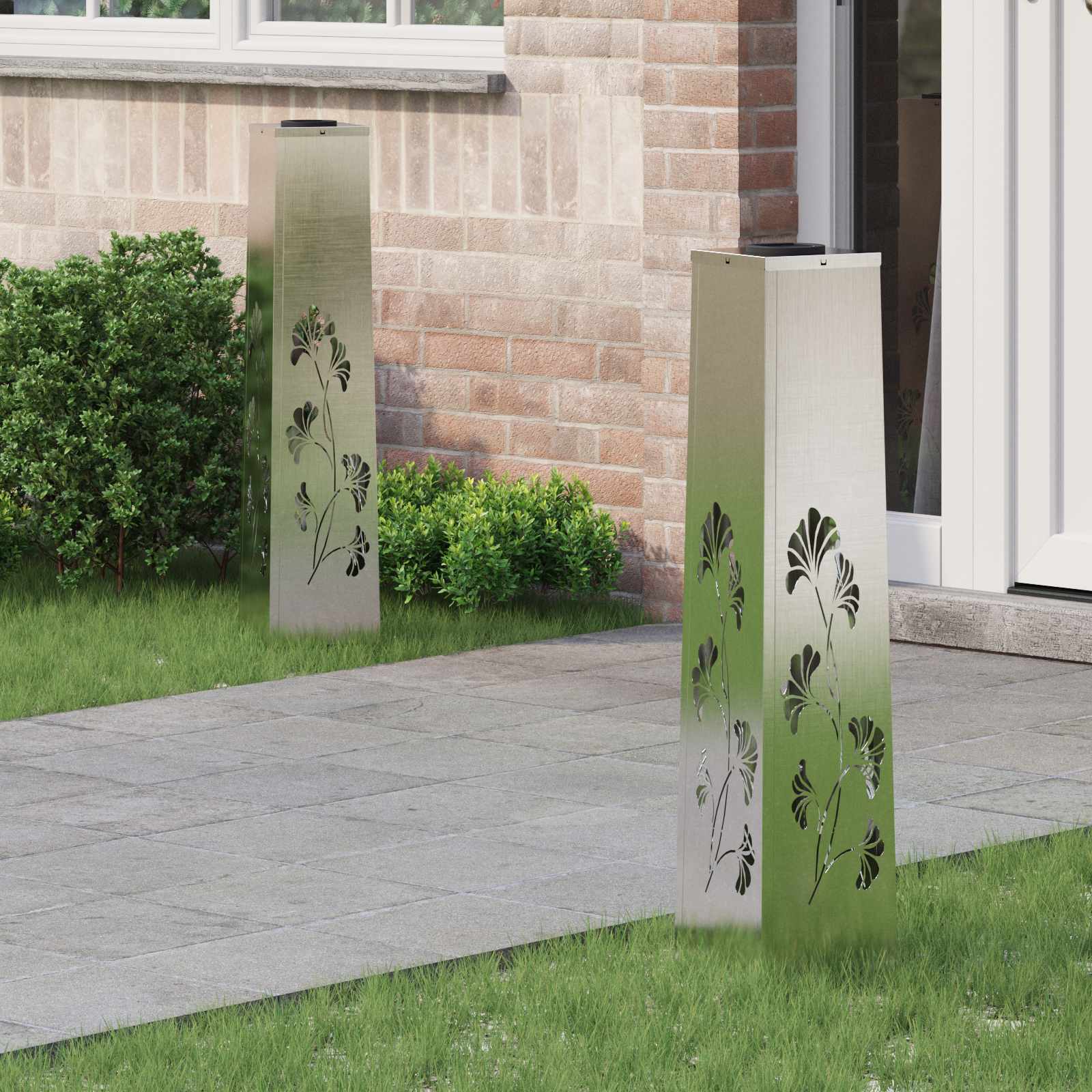 Solar Led Weg Licht 2 Pcs Silber Galvanisiertes Stahl