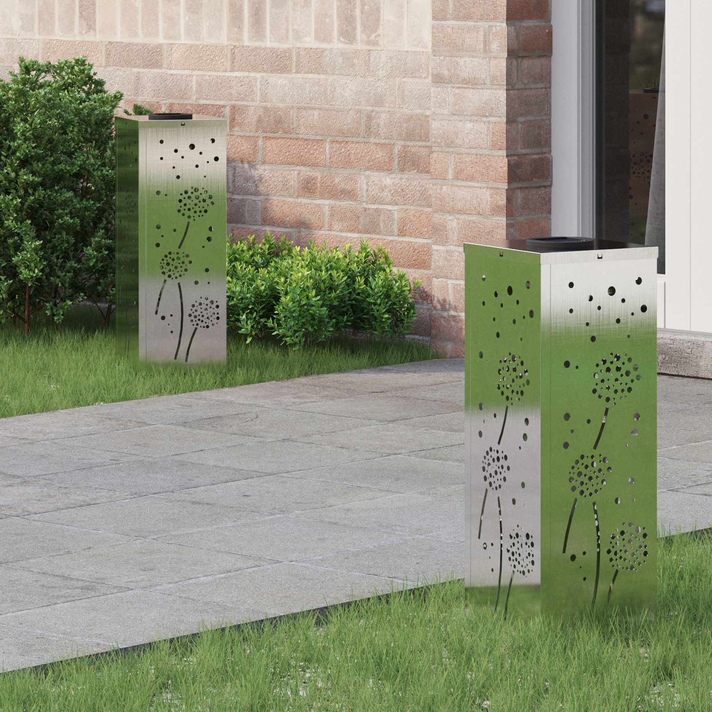Solar Led Weg Licht 2 Pcs Silber Galvanisiertes Stahl