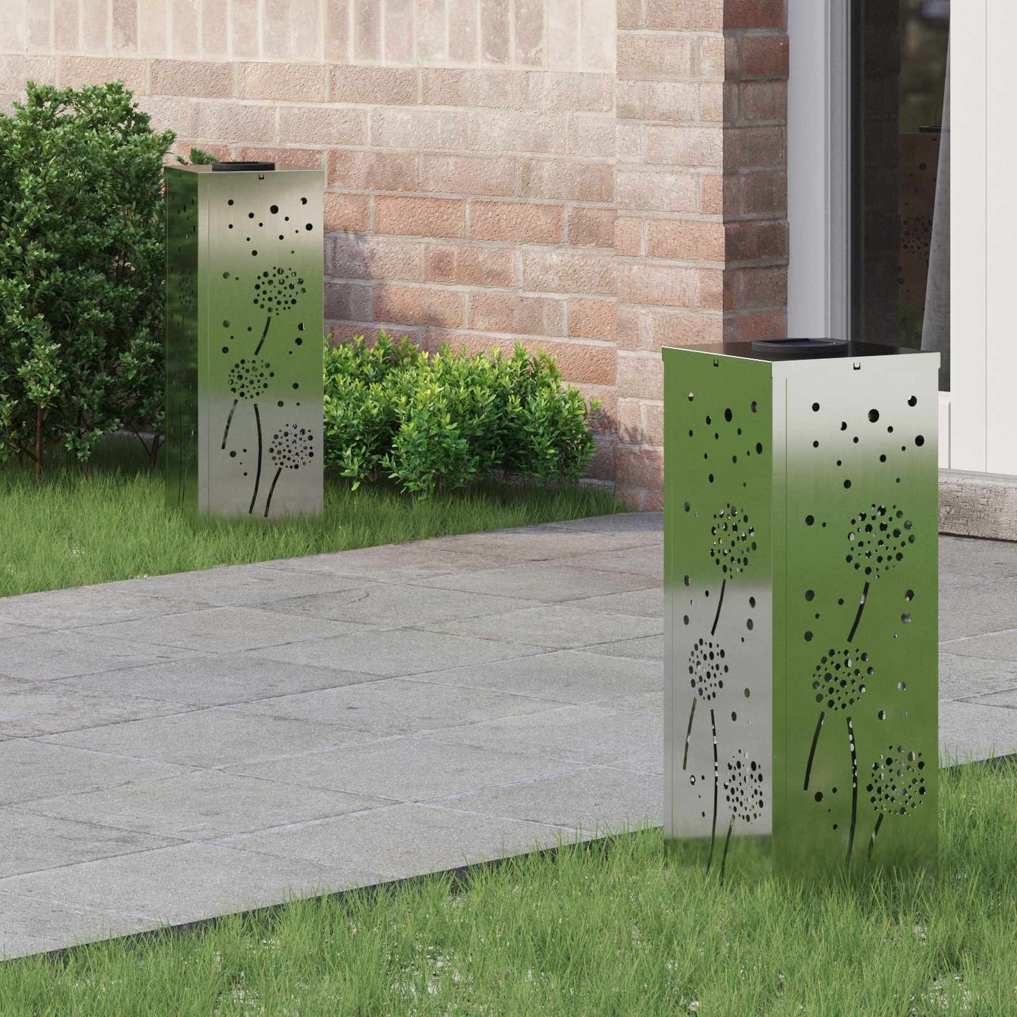 Solar Led Weg Licht 2 Pcs Silber Galvanisiertes Stahl