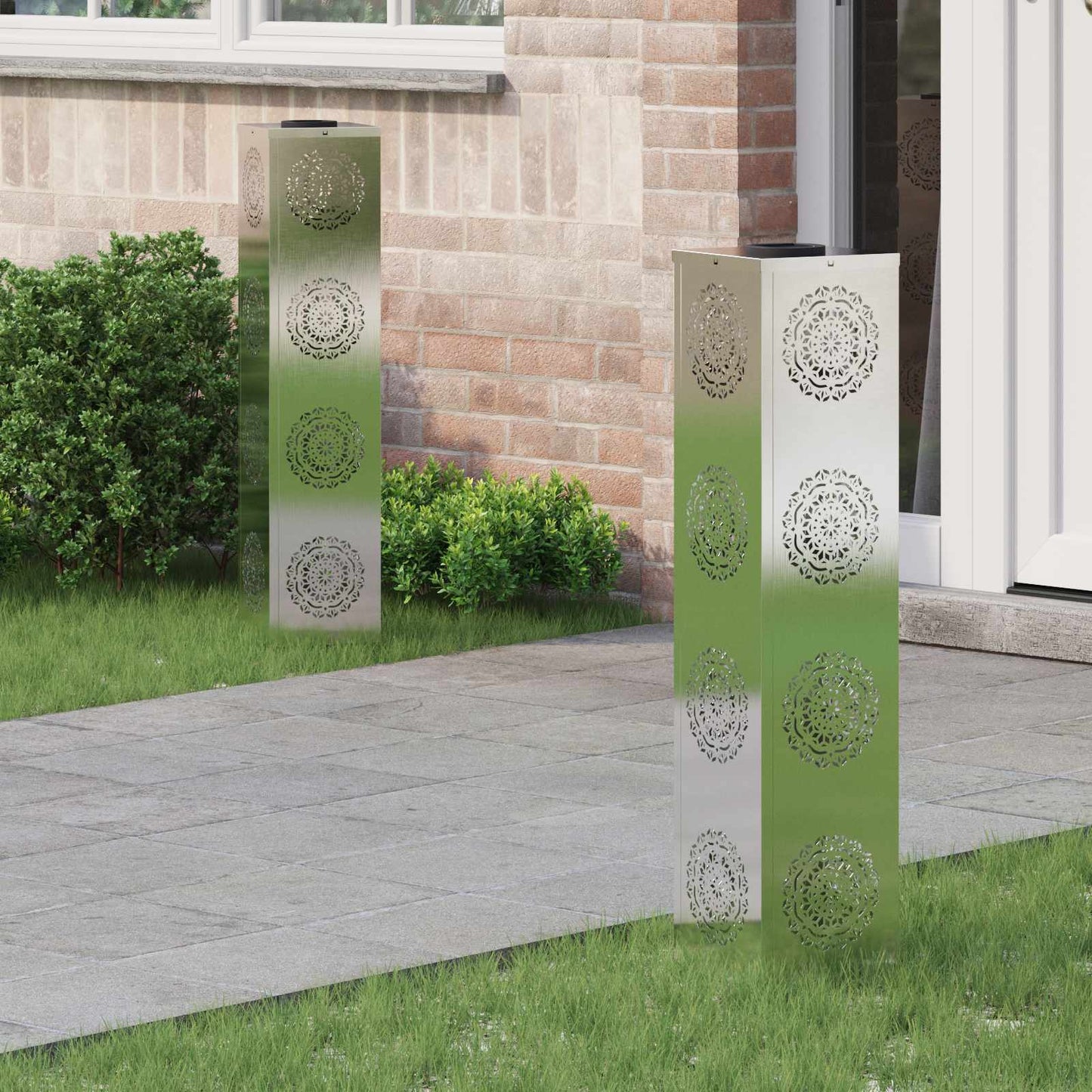 Solar Led Weg Licht 2 Pcs Silber Galvanisiertes Stahl