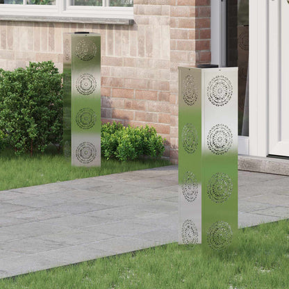 Solar Led Weg Licht 2 Pcs Silber Galvanisiertes Stahl