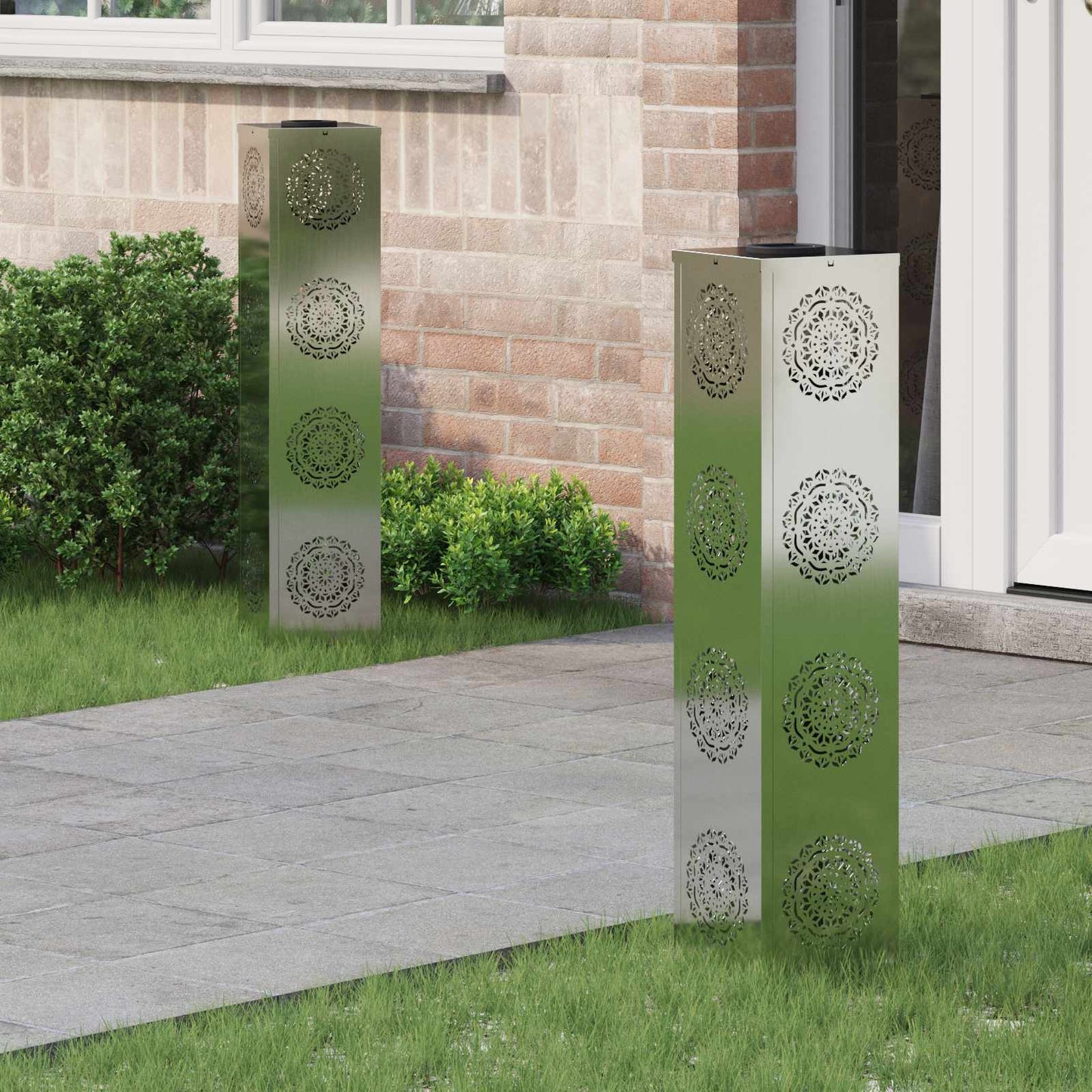 Solar Led Weg Licht 2 Pcs Silber Galvanisiertes Stahl