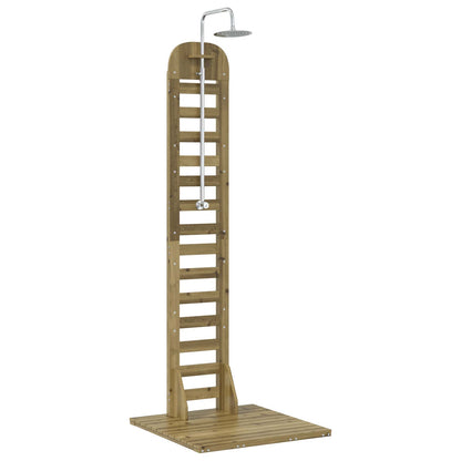 Outdoor-Dusche 223 Cm Imprägniertes Kiefernholz Und Edelstahl