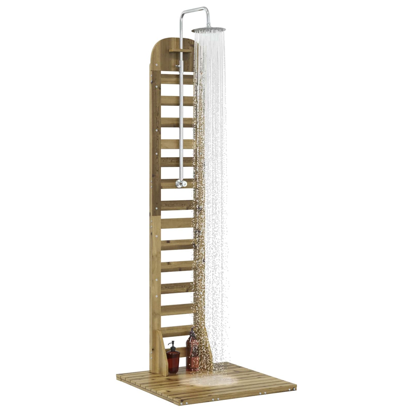 Outdoor-Dusche 223 Cm Imprägniertes Kiefernholz Und Edelstahl