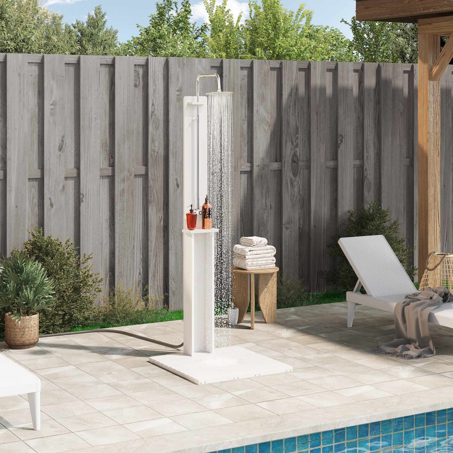 Outdoor-Dusche 206 Cm Imprägniertes Kiefernholz Und Edelstahl