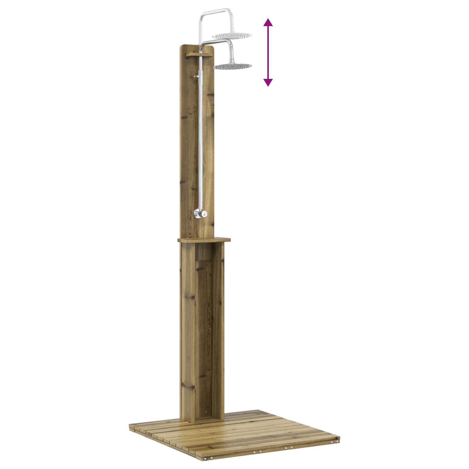 Outdoor-Dusche 206 Cm Imprägniertes Kiefernholz Und Edelstahl
