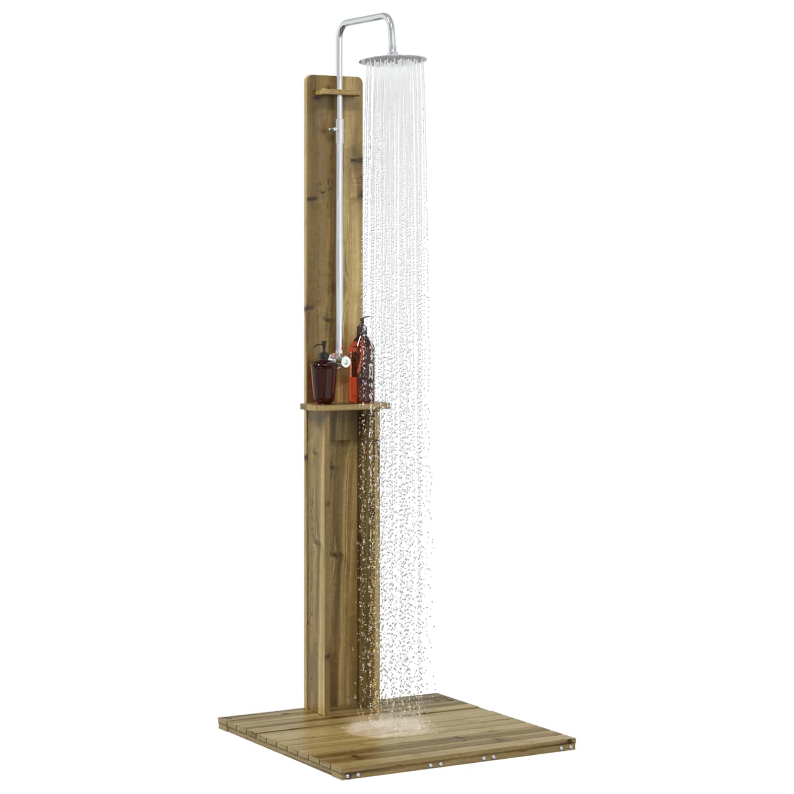 Outdoor-Dusche 206 Cm Imprägniertes Kiefernholz Und Edelstahl
