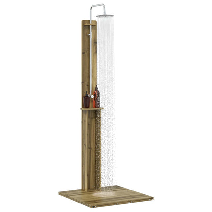 Outdoor-Dusche 206 Cm Imprägniertes Kiefernholz Und Edelstahl