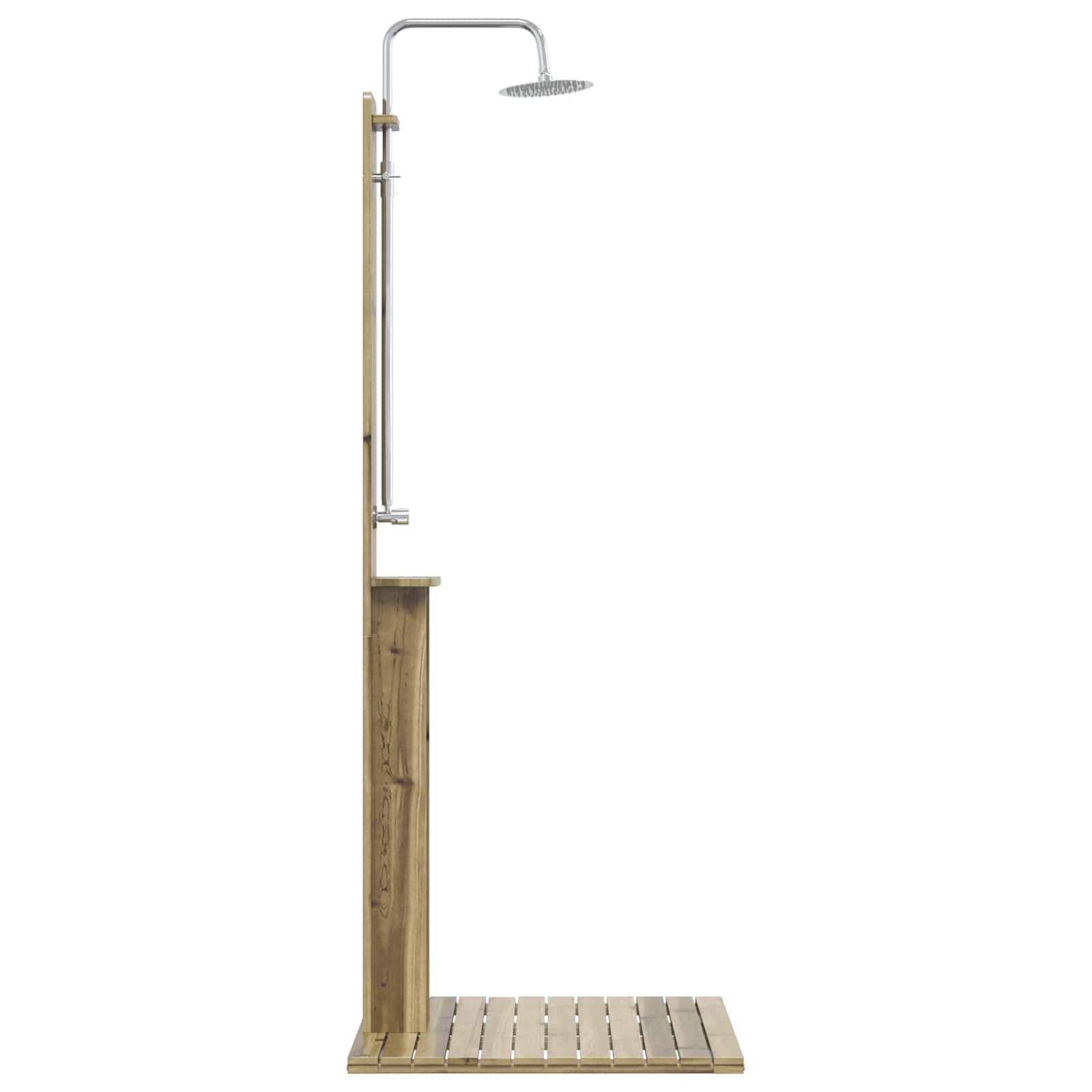 Outdoor-Dusche 206 Cm Imprägniertes Kiefernholz Und Edelstahl