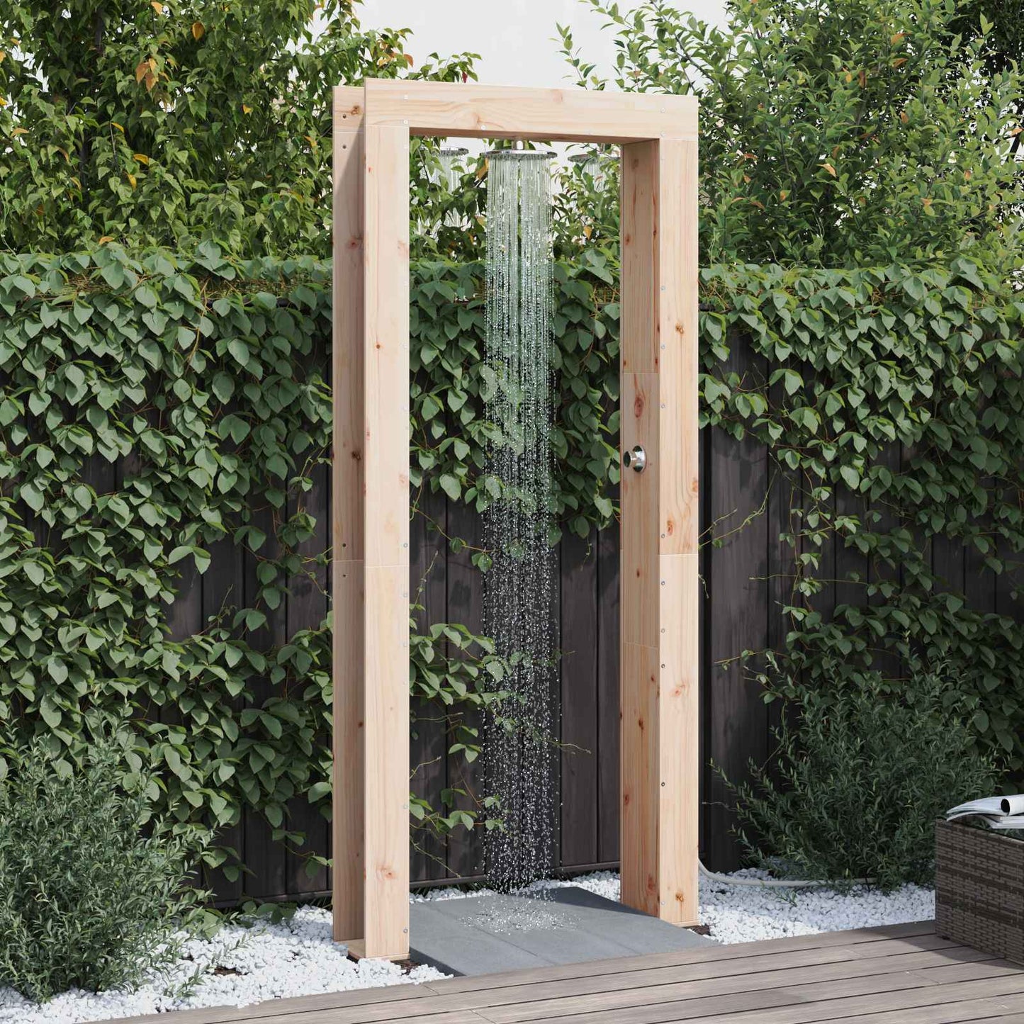 Outdoor-Dusche 226 Cm Massives Douglasholz Und Edelstahl Natur
