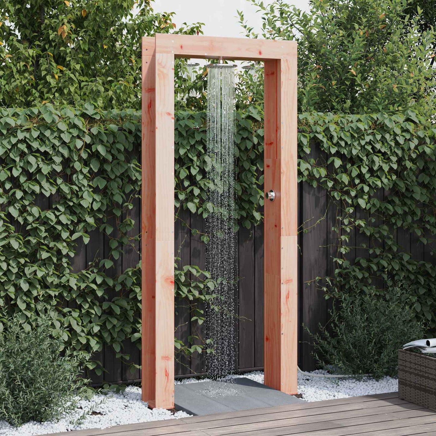 Outdoor-Dusche 226 Cm Massives Douglasholz Und Edelstahl Natur