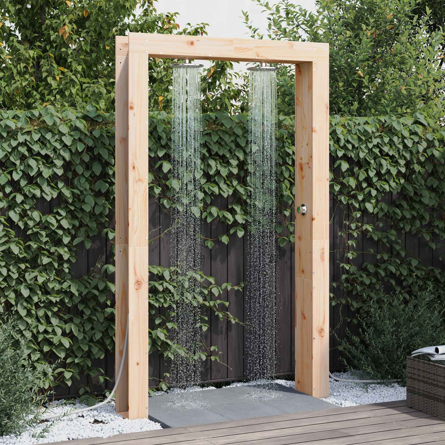 Outdoor-Dusche 226 Cm Massives Douglasholz Und Edelstahl Natur