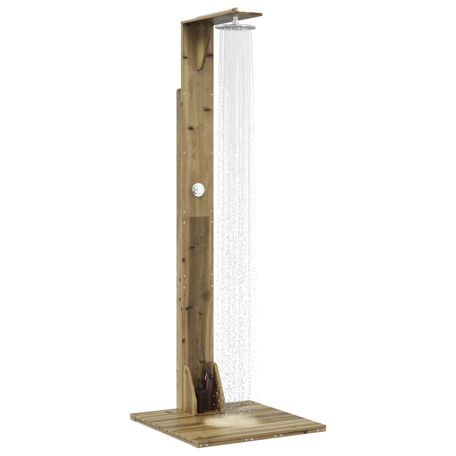 Outdoor-Dusche 214,5 Cm Imprägniertes Kiefernholz Und Edelstahl