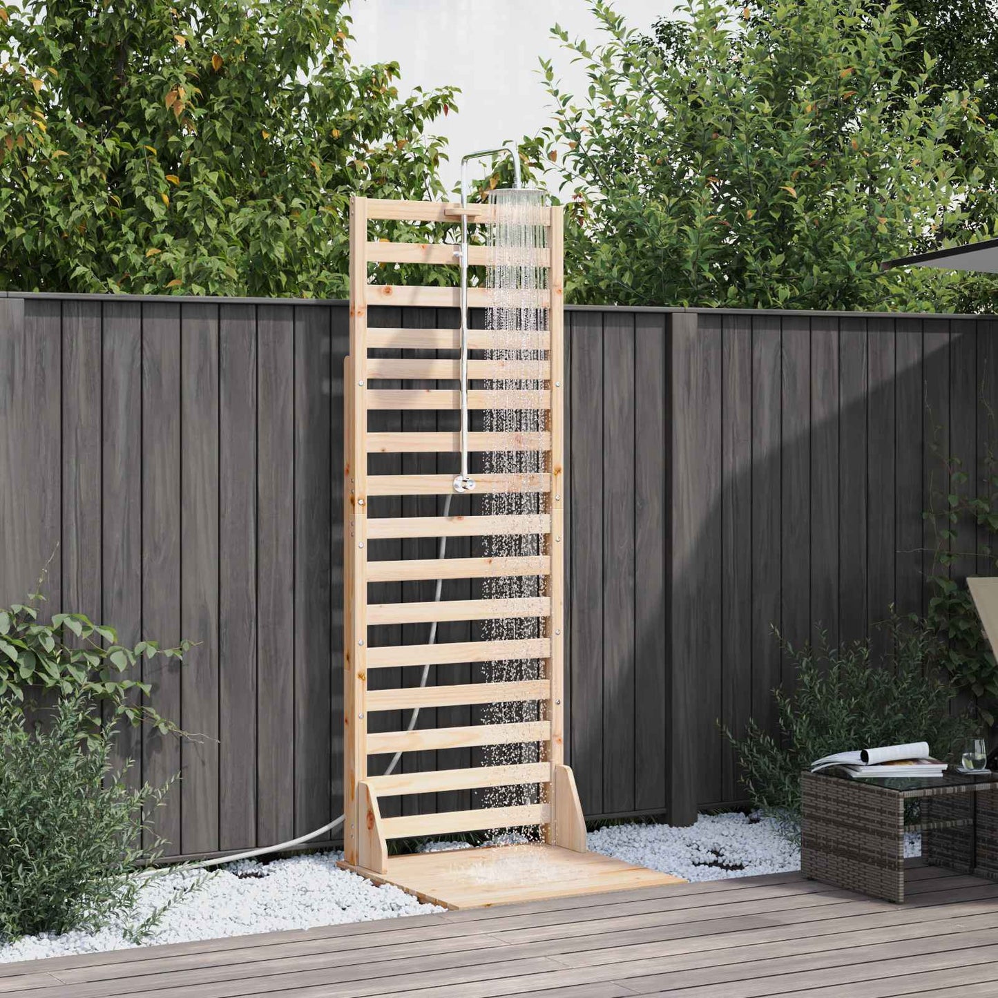 Outdoor-Dusche 225 Cm Imprägniertes Kiefernholz Und Edelstahl