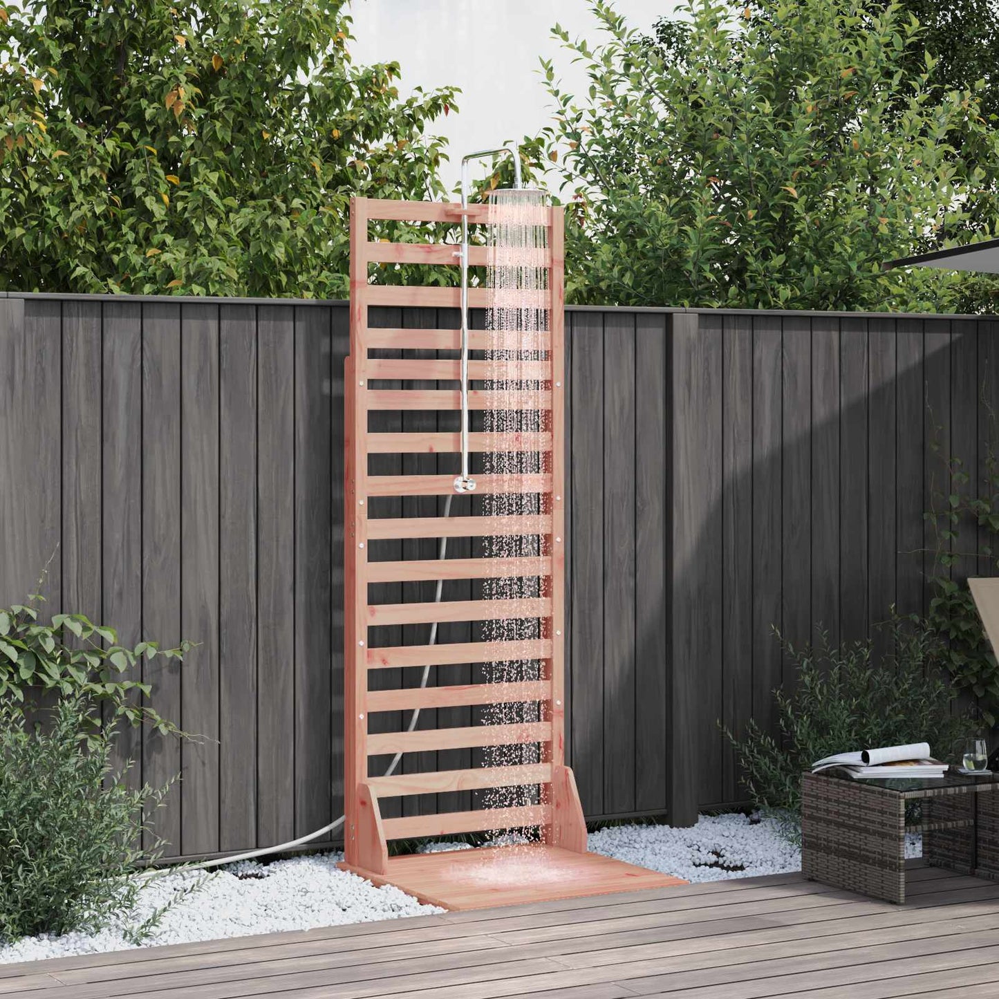 Outdoor-Dusche 225 Cm Imprägniertes Kiefernholz Und Edelstahl