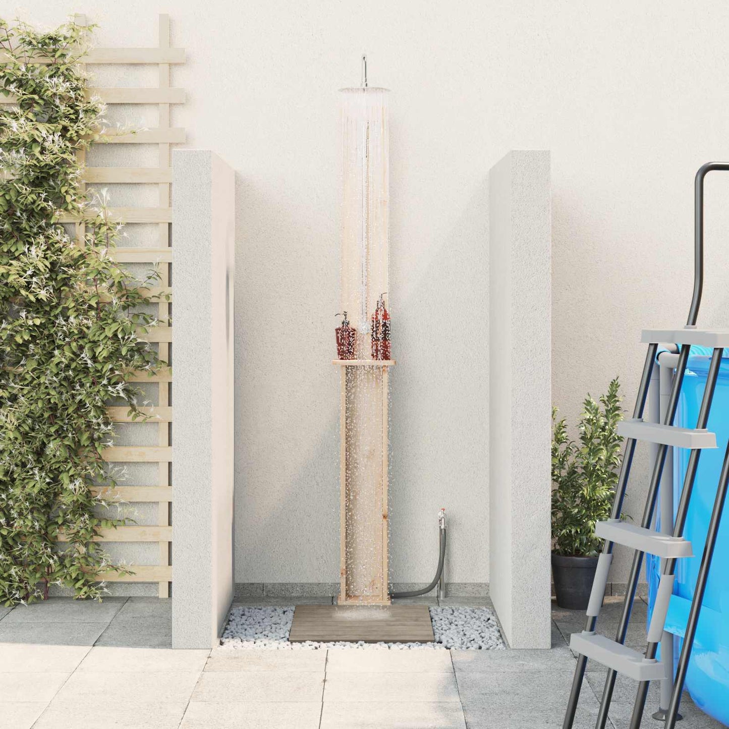 Outdoor-Dusche 246 Cm Massives Douglasholz Und Edelstahl Natur