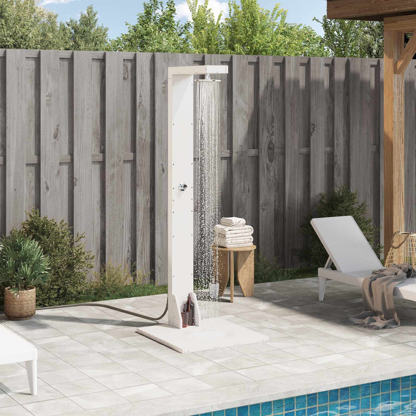 Outdoor-Dusche 210 Cm Imprägniertes Kiefernholz Und Edelstahl