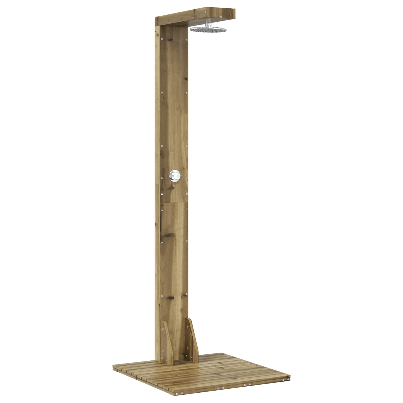 Outdoor-Dusche 210 Cm Imprägniertes Kiefernholz Und Edelstahl