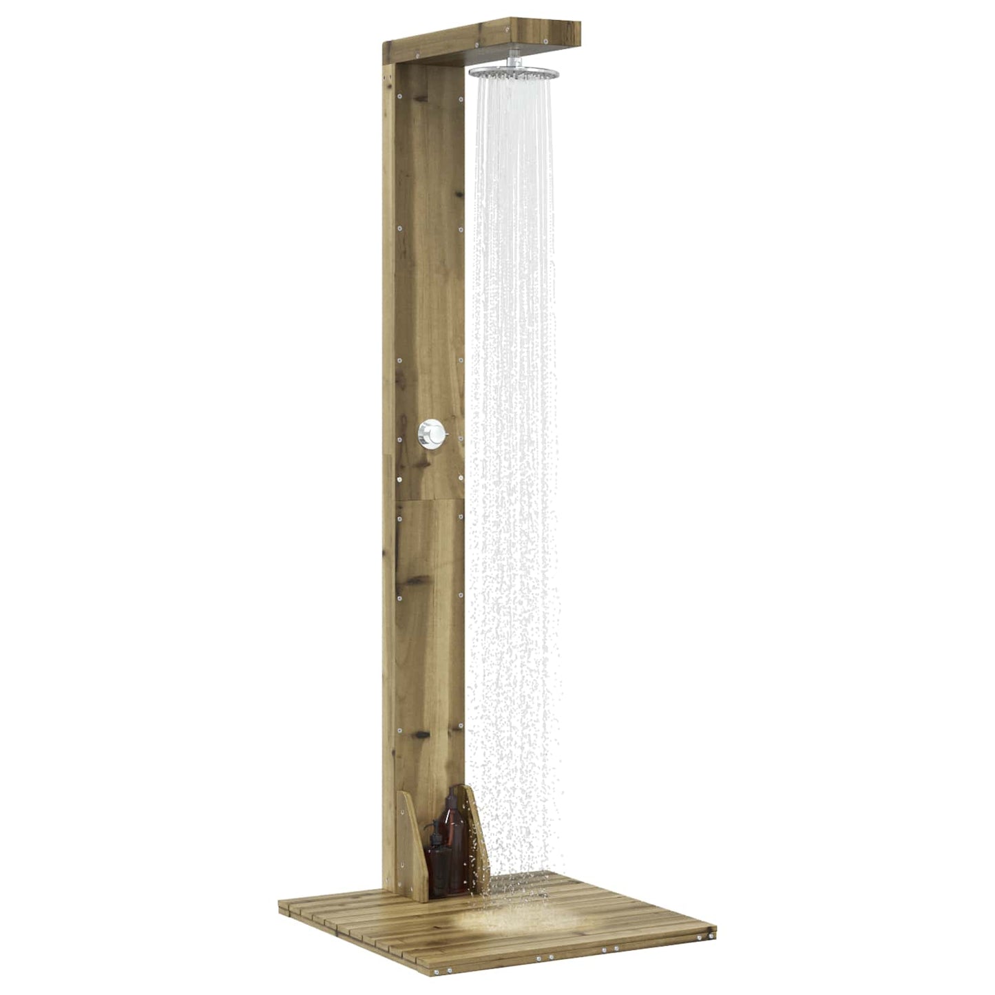 Outdoor-Dusche 210 Cm Imprägniertes Kiefernholz Und Edelstahl