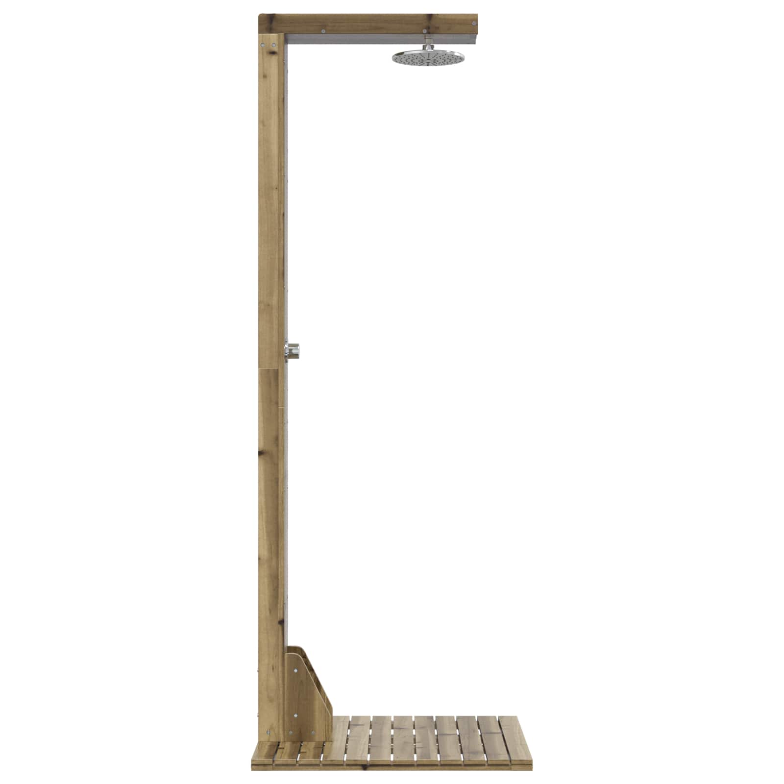 Outdoor-Dusche 210 Cm Imprägniertes Kiefernholz Und Edelstahl