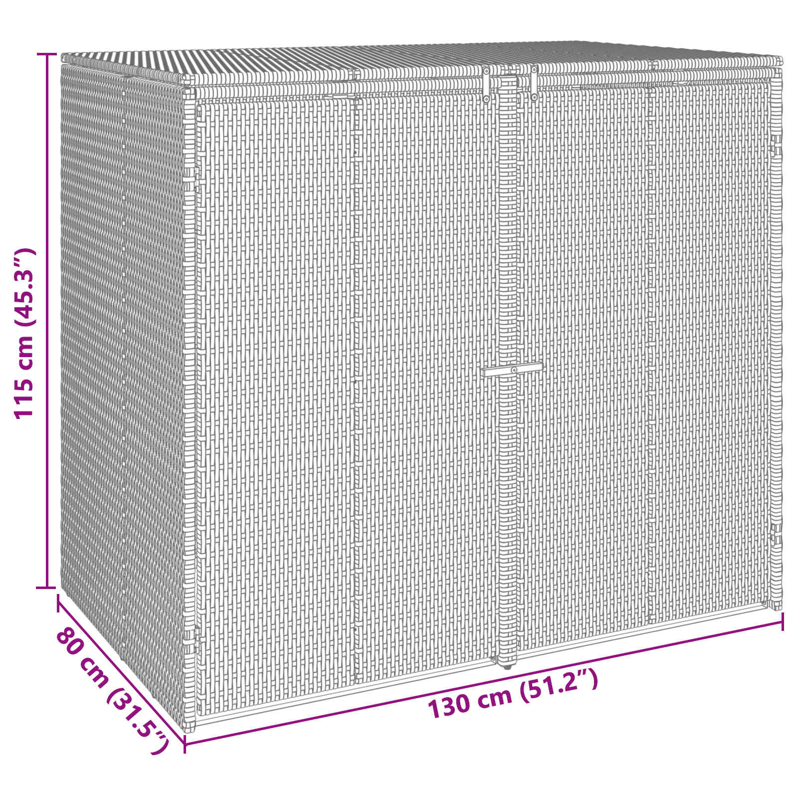 Mülltonnenbox 2 Pcs 130 X 80 X 115 Cm Polyethylen