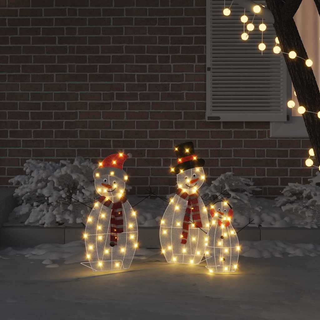 Beleuchtete Schneemann Familie 3 Pcs Warmes Weiß Polyester