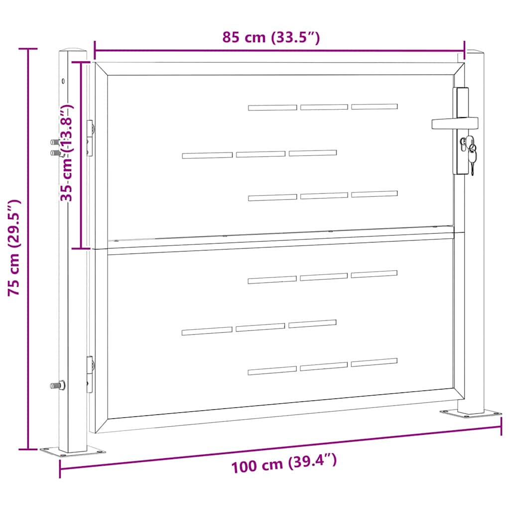 Gartentor 85 X 70 Cm Edelstahl Silber Abschließbar