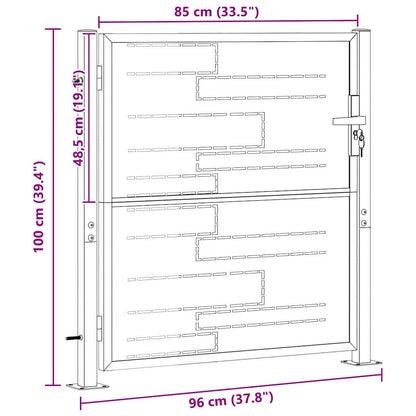 Gartentor Mit Schloss Silber 85 X 97 Cm Edelstahl