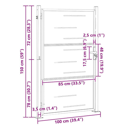 Gartentor Mit Schloss Silber 85 X 144 Cm Edelstahl
