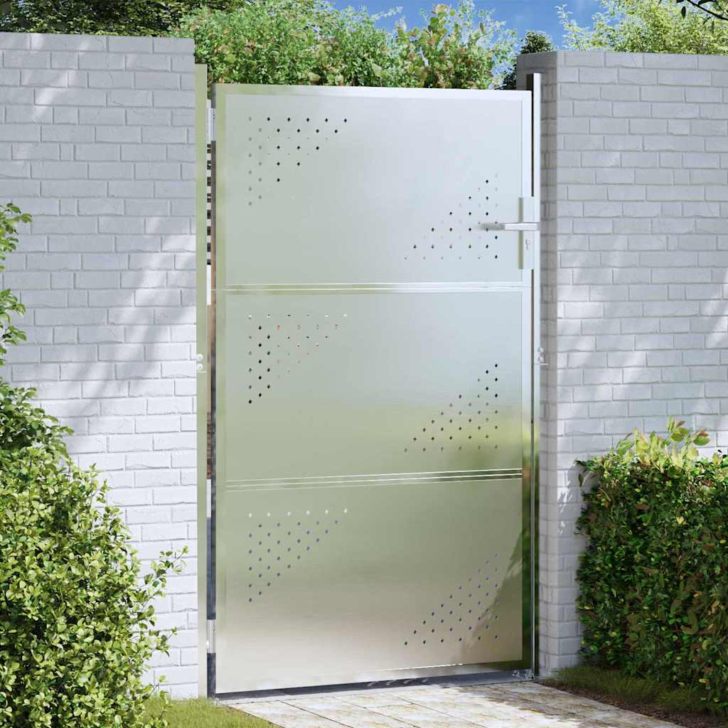 Gartentor Mit Schloss Silber 85 X 144 Cm Edelstahl