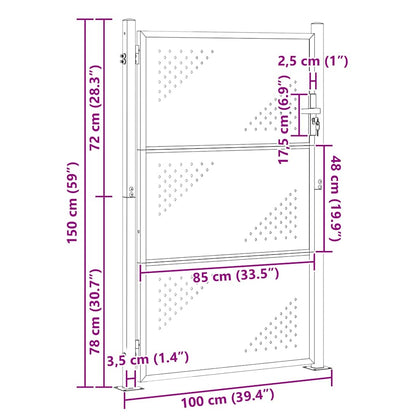 Gartentor Mit Schloss Silber 85 X 144 Cm Edelstahl