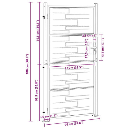 Gartentor 85 X 174 Cm Edelstahl Silber Abschließbar