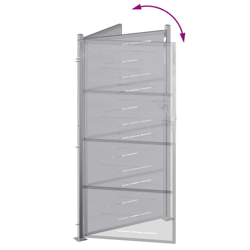Gartentor 85 X 174 Cm Edelstahl Silber Abschließbar