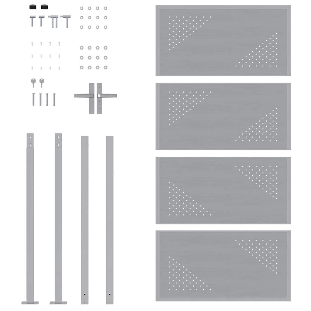 Gartentor 85 X 174 Cm Edelstahl Silber Abschließbar