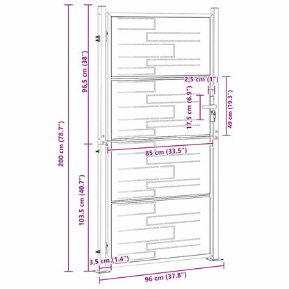 Gartentor 85 X 196 Cm Edelstahl Silber Abschließbar