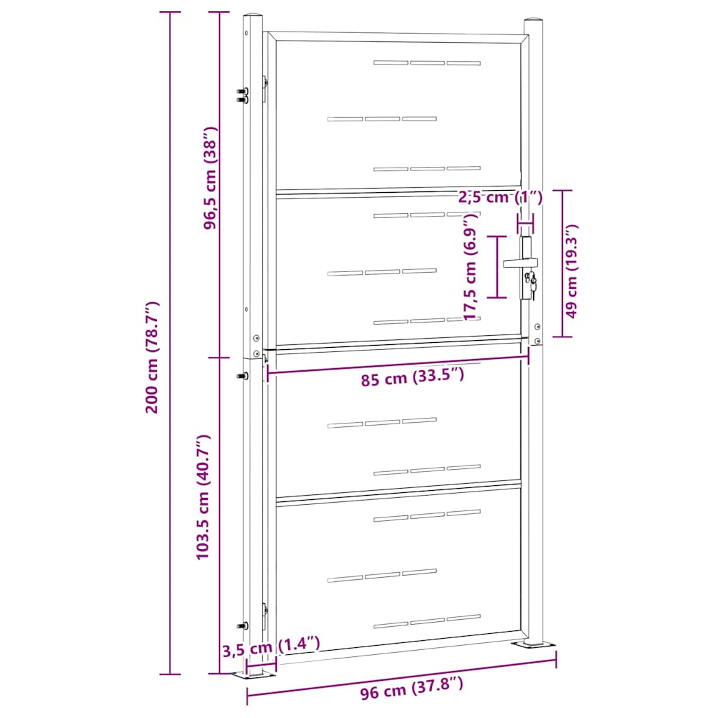 Gartentor Mit Schloss Silber 85 X 196 Cm Edelstahl