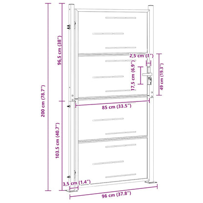 Gartentor Mit Schloss Silber 85 X 196 Cm Edelstahl