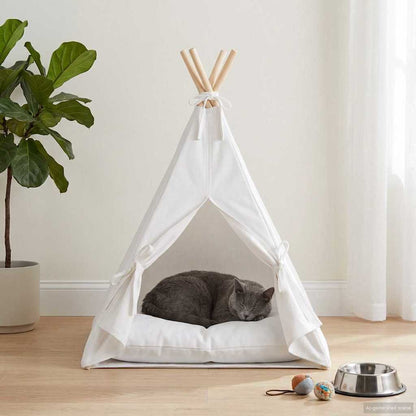 Haustier-Tipi Mit Kissen Weiß 60 X 60 X 70 Cm Polyester