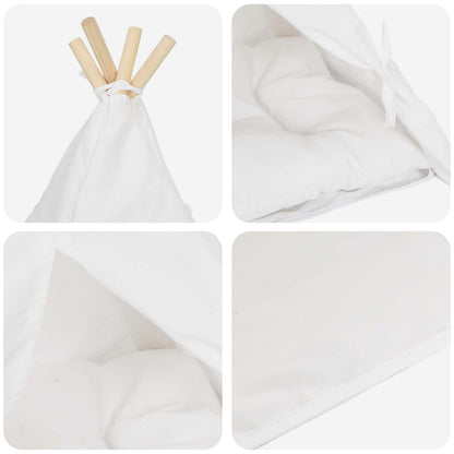 Haustier-Tipi Mit Kissen Weiß 60 X 60 X 70 Cm Polyester